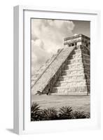 ¡Viva Mexico! B&W Collection - El Castillo Pyramid in Chichen Itza IV-Philippe Hugonnard-Framed Photographic Print