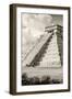 ¡Viva Mexico! B&W Collection - El Castillo Pyramid in Chichen Itza IV-Philippe Hugonnard-Framed Premium Photographic Print