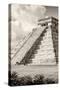 ¡Viva Mexico! B&W Collection - El Castillo Pyramid in Chichen Itza IV-Philippe Hugonnard-Stretched Canvas