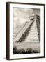 ¡Viva Mexico! B&W Collection - El Castillo Pyramid in Chichen Itza IV-Philippe Hugonnard-Framed Photographic Print