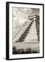 ¡Viva Mexico! B&W Collection - El Castillo Pyramid in Chichen Itza IV-Philippe Hugonnard-Framed Photographic Print