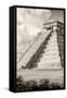 ¡Viva Mexico! B&W Collection - El Castillo Pyramid in Chichen Itza IV-Philippe Hugonnard-Framed Stretched Canvas