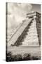 ¡Viva Mexico! B&W Collection - El Castillo Pyramid in Chichen Itza IV-Philippe Hugonnard-Stretched Canvas