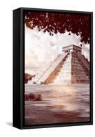 ¡Viva Mexico! B&W Collection - El Castillo Pyramid in Chichen Itza IX-Philippe Hugonnard-Framed Stretched Canvas