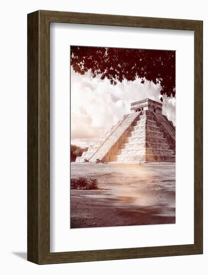 ¡Viva Mexico! B&W Collection - El Castillo Pyramid in Chichen Itza IX-Philippe Hugonnard-Framed Photographic Print