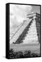 ¡Viva Mexico! B&W Collection - El Castillo Pyramid in Chichen Itza V-Philippe Hugonnard-Framed Stretched Canvas