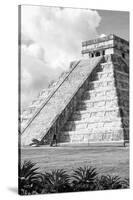 ¡Viva Mexico! B&W Collection - El Castillo Pyramid in Chichen Itza V-Philippe Hugonnard-Stretched Canvas