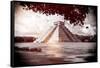¡Viva Mexico! B&W Collection - El Castillo Pyramid in Chichen Itza VI-Philippe Hugonnard-Framed Stretched Canvas