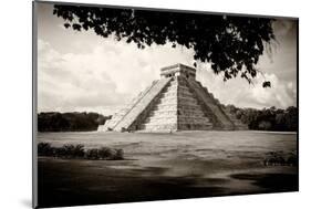 ¡Viva Mexico! B&W Collection - El Castillo Pyramid in Chichen Itza VII-Philippe Hugonnard-Mounted Photographic Print