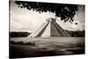 ¡Viva Mexico! B&W Collection - El Castillo Pyramid in Chichen Itza VII-Philippe Hugonnard-Stretched Canvas