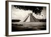 ¡Viva Mexico! B&W Collection - El Castillo Pyramid in Chichen Itza VII-Philippe Hugonnard-Framed Photographic Print