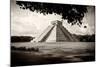 ¡Viva Mexico! B&W Collection - El Castillo Pyramid in Chichen Itza VII-Philippe Hugonnard-Mounted Photographic Print