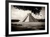 ¡Viva Mexico! B&W Collection - El Castillo Pyramid in Chichen Itza VII-Philippe Hugonnard-Framed Photographic Print