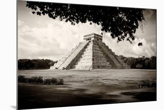 ¡Viva Mexico! B&W Collection - El Castillo Pyramid in Chichen Itza VII-Philippe Hugonnard-Mounted Photographic Print