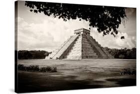 ¡Viva Mexico! B&W Collection - El Castillo Pyramid in Chichen Itza VII-Philippe Hugonnard-Stretched Canvas