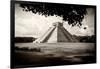 ¡Viva Mexico! B&W Collection - El Castillo Pyramid in Chichen Itza VII-Philippe Hugonnard-Framed Photographic Print