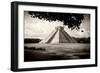 ¡Viva Mexico! B&W Collection - El Castillo Pyramid in Chichen Itza VII-Philippe Hugonnard-Framed Photographic Print