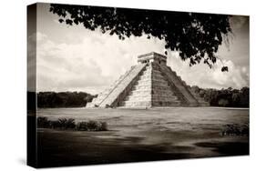 ¡Viva Mexico! B&W Collection - El Castillo Pyramid in Chichen Itza VII-Philippe Hugonnard-Stretched Canvas