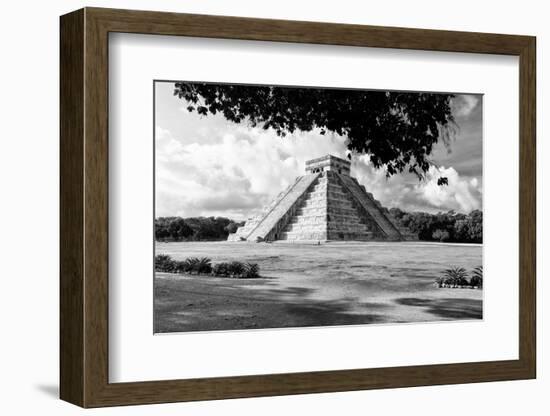 ¡Viva Mexico! B&W Collection - El Castillo Pyramid in Chichen Itza VIII-Philippe Hugonnard-Framed Photographic Print