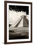 ¡Viva Mexico! B&W Collection - El Castillo Pyramid in Chichen Itza X-Philippe Hugonnard-Framed Photographic Print