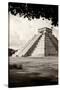 ¡Viva Mexico! B&W Collection - El Castillo Pyramid in Chichen Itza X-Philippe Hugonnard-Stretched Canvas