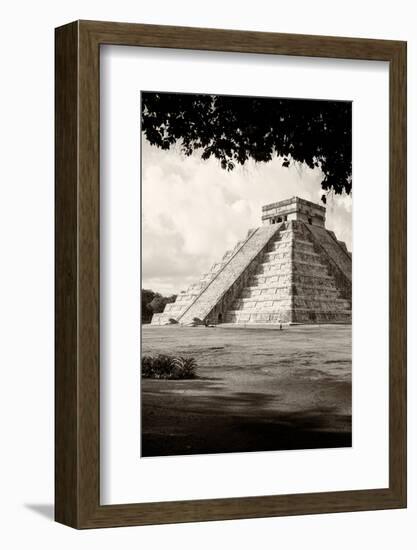 ¡Viva Mexico! B&W Collection - El Castillo Pyramid in Chichen Itza X-Philippe Hugonnard-Framed Photographic Print