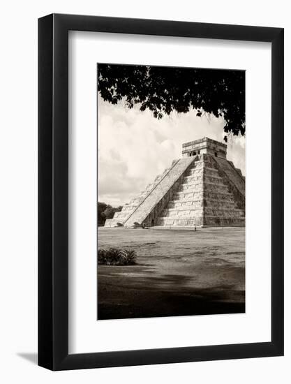 ¡Viva Mexico! B&W Collection - El Castillo Pyramid in Chichen Itza X-Philippe Hugonnard-Framed Photographic Print