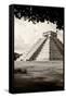 ¡Viva Mexico! B&W Collection - El Castillo Pyramid in Chichen Itza X-Philippe Hugonnard-Framed Stretched Canvas