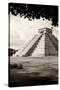 ¡Viva Mexico! B&W Collection - El Castillo Pyramid in Chichen Itza X-Philippe Hugonnard-Stretched Canvas