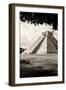 ¡Viva Mexico! B&W Collection - El Castillo Pyramid in Chichen Itza X-Philippe Hugonnard-Framed Premium Photographic Print