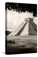 ¡Viva Mexico! B&W Collection - El Castillo Pyramid in Chichen Itza X-Philippe Hugonnard-Stretched Canvas