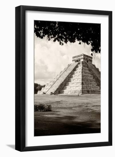 ¡Viva Mexico! B&W Collection - El Castillo Pyramid in Chichen Itza X-Philippe Hugonnard-Framed Photographic Print