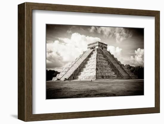 ¡Viva Mexico! B&W Collection - El Castillo Pyramid in Chichen Itza-Philippe Hugonnard-Framed Photographic Print