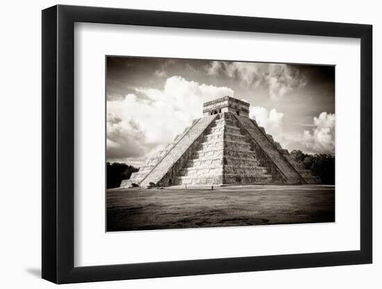 ¡Viva Mexico! B&W Collection - El Castillo Pyramid in Chichen Itza-Philippe Hugonnard-Framed Photographic Print