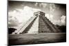 ¡Viva Mexico! B&W Collection - El Castillo Pyramid in Chichen Itza-Philippe Hugonnard-Mounted Premium Photographic Print