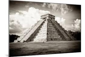 ¡Viva Mexico! B&W Collection - El Castillo Pyramid in Chichen Itza-Philippe Hugonnard-Mounted Photographic Print