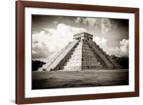 ¡Viva Mexico! B&W Collection - El Castillo Pyramid in Chichen Itza-Philippe Hugonnard-Framed Photographic Print