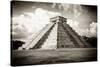 ¡Viva Mexico! B&W Collection - El Castillo Pyramid in Chichen Itza-Philippe Hugonnard-Stretched Canvas