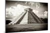 ¡Viva Mexico! B&W Collection - El Castillo Pyramid in Chichen Itza-Philippe Hugonnard-Mounted Photographic Print