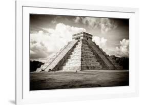 ¡Viva Mexico! B&W Collection - El Castillo Pyramid in Chichen Itza-Philippe Hugonnard-Framed Photographic Print