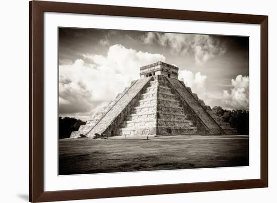 ¡Viva Mexico! B&W Collection - El Castillo Pyramid in Chichen Itza-Philippe Hugonnard-Framed Photographic Print