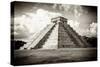 ¡Viva Mexico! B&W Collection - El Castillo Pyramid in Chichen Itza-Philippe Hugonnard-Stretched Canvas