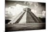 ¡Viva Mexico! B&W Collection - El Castillo Pyramid in Chichen Itza-Philippe Hugonnard-Mounted Photographic Print