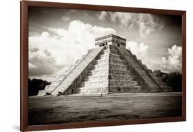 ¡Viva Mexico! B&W Collection - El Castillo Pyramid in Chichen Itza-Philippe Hugonnard-Framed Photographic Print