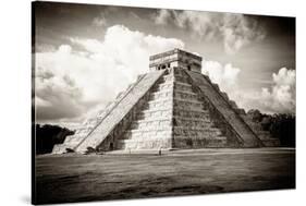 ¡Viva Mexico! B&W Collection - El Castillo Pyramid in Chichen Itza-Philippe Hugonnard-Stretched Canvas