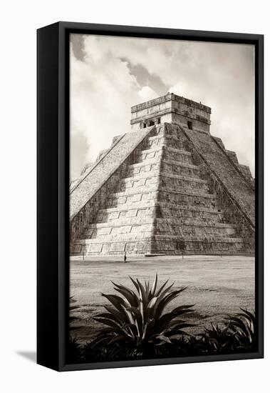 ?Viva Mexico! B&W Collection - El Castillo Pyramid IV - Chichen Itza-Philippe Hugonnard-Framed Stretched Canvas