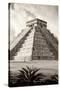 ?Viva Mexico! B&W Collection - El Castillo Pyramid IV - Chichen Itza-Philippe Hugonnard-Stretched Canvas