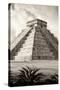 ?Viva Mexico! B&W Collection - El Castillo Pyramid IV - Chichen Itza-Philippe Hugonnard-Stretched Canvas