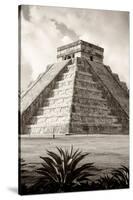 ?Viva Mexico! B&W Collection - El Castillo Pyramid IV - Chichen Itza-Philippe Hugonnard-Stretched Canvas