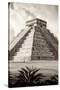 ?Viva Mexico! B&W Collection - El Castillo Pyramid IV - Chichen Itza-Philippe Hugonnard-Stretched Canvas